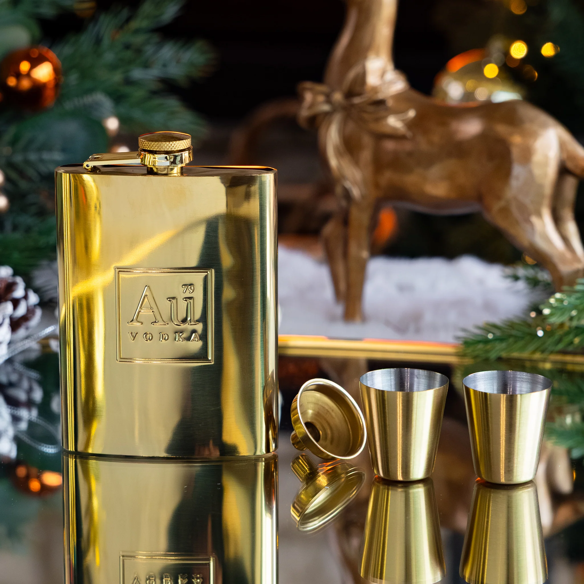 Au Gold Hip Flask - Image 5