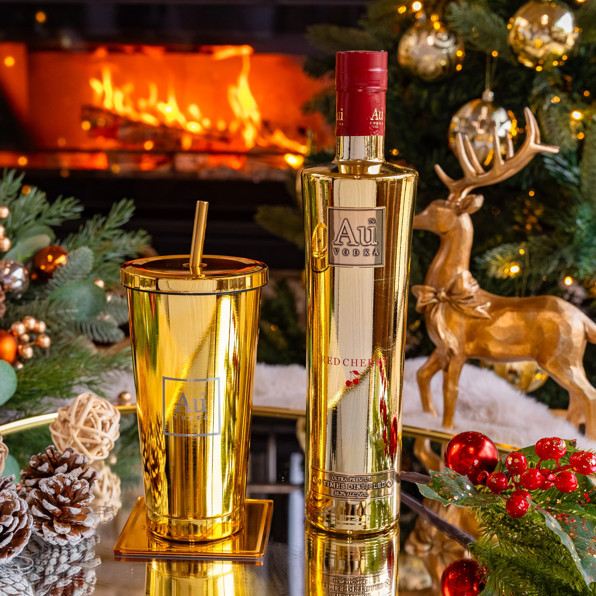 Au Vodka Red Cherry 70cl & Any Glass - Image 16